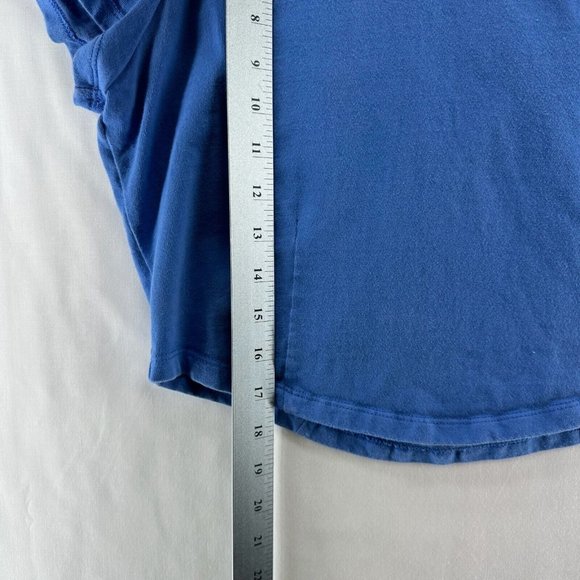 Madewell Top Womens Sz M Heavyweight Jersey Crewneck Crop Cap Sleeve Cotton Blue - Picture 7 of 7